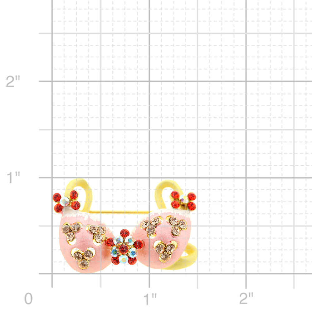 Flower Light Peach Bikini Crystal Pin Brooch And Pendant