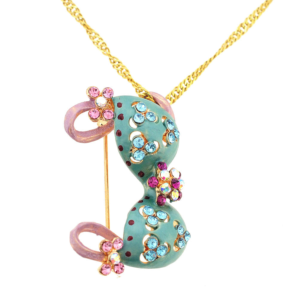 Multicolor Flower Light Green Bikini Crystal Pin Brooch And Pendant