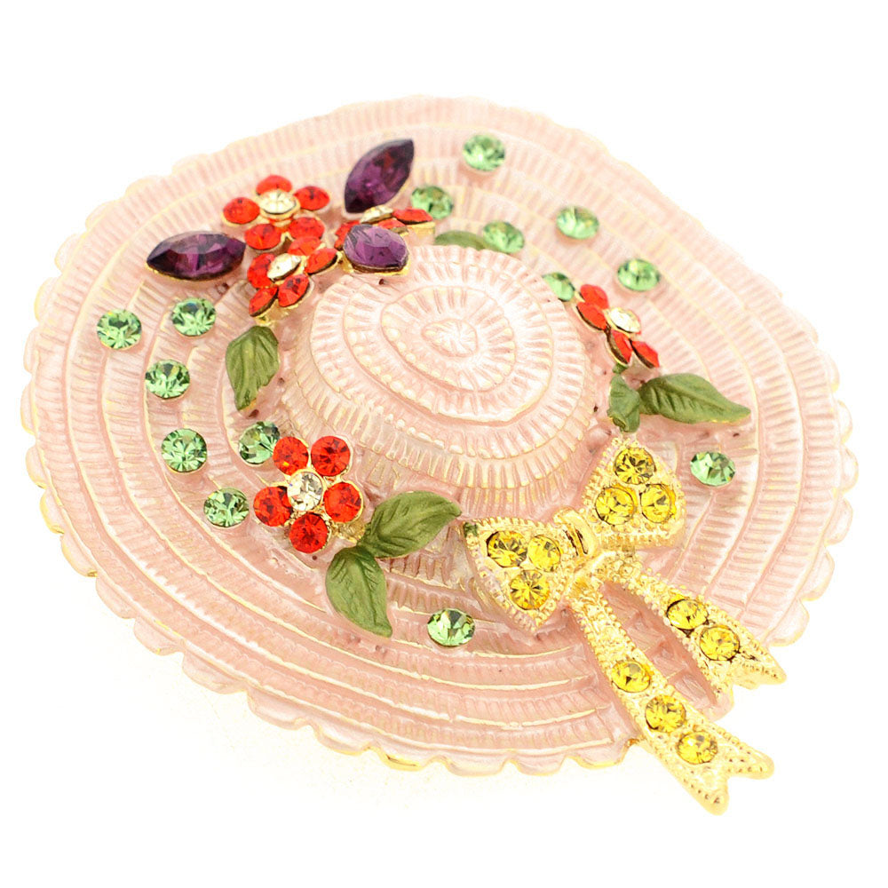 Light Peach Flower Easter Bonnet Hat Pin Swarovski Crystal Pin Brooch