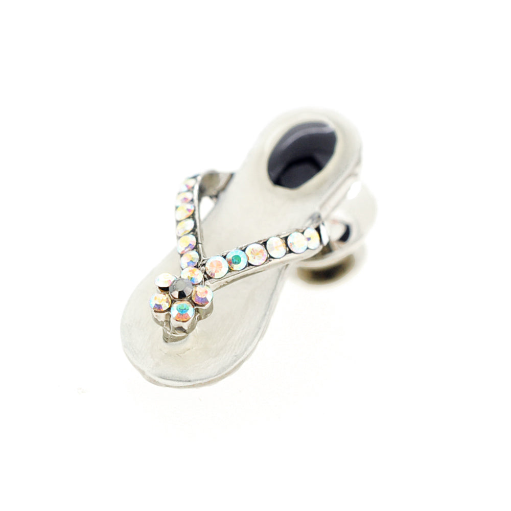 White Flower Flip-Flop Lapel Pin And Pendant