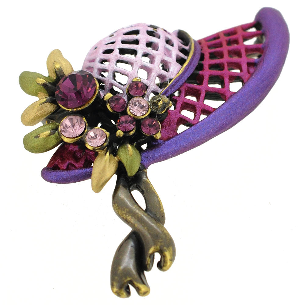 Purple Amethyst Easter Bonnet Hat Pin Swarovski Crystal Pin Brooch