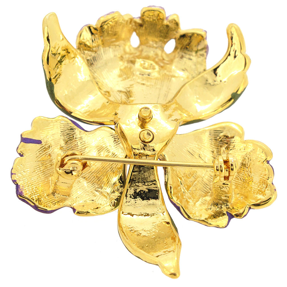 Purple Orchid With Pearl Flower Pin Brooch