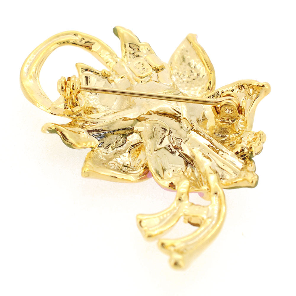 Pink Poinsettia Swarovski Crystal Flower Brooch Pin and Pendant