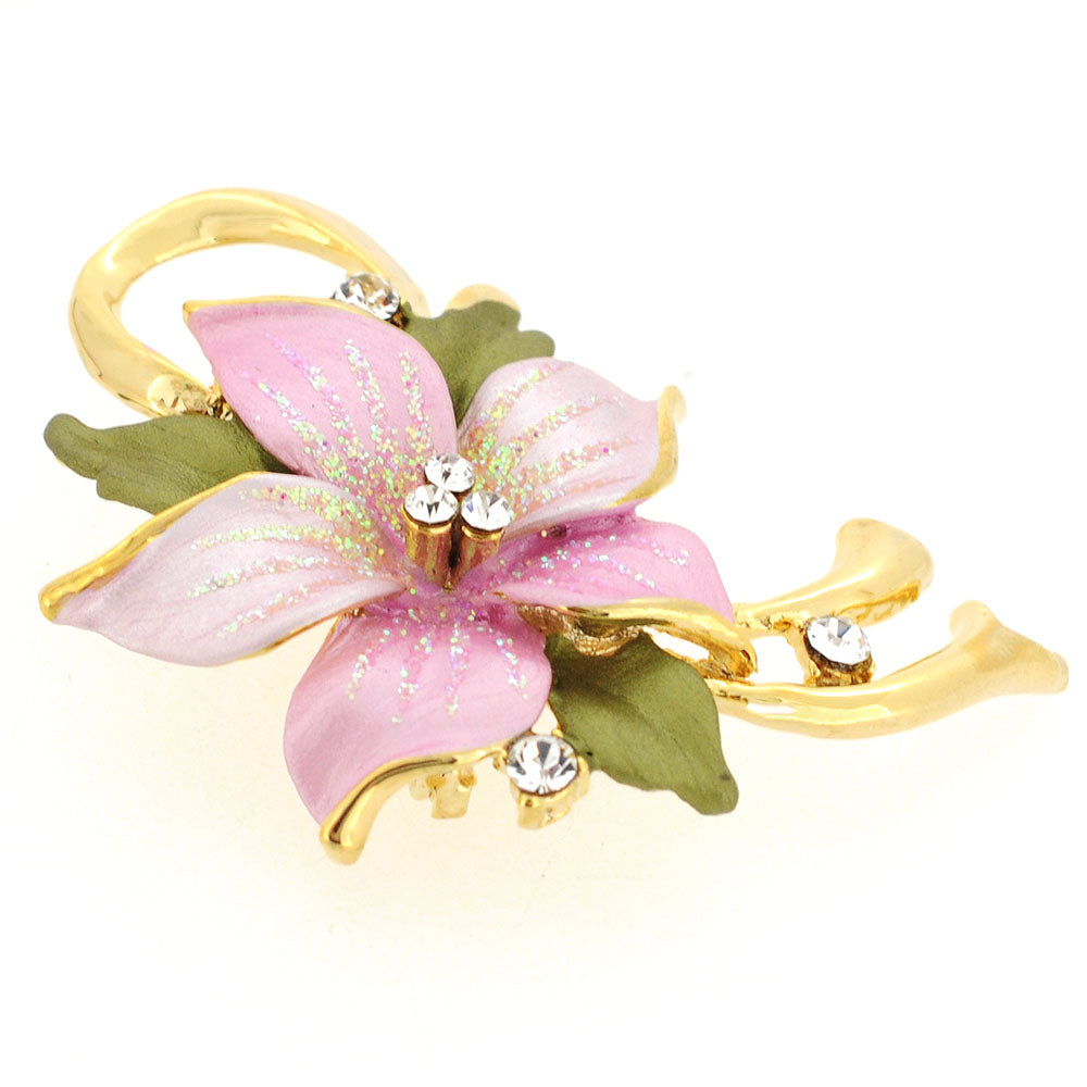 Pink Poinsettia Swarovski Crystal Flower Brooch Pin and Pendant