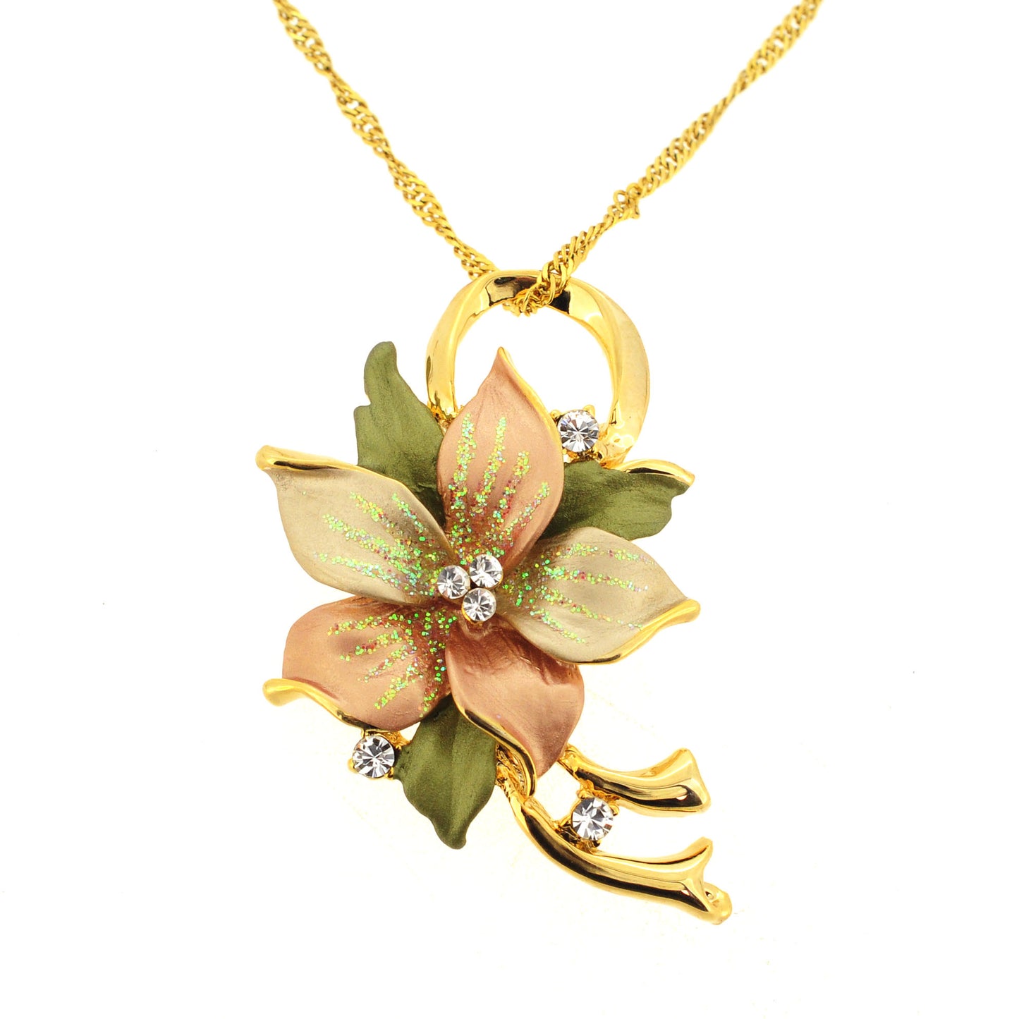 Topaz Poinsettia Swarovski Crystal Flower Brooch Pin and Pendant