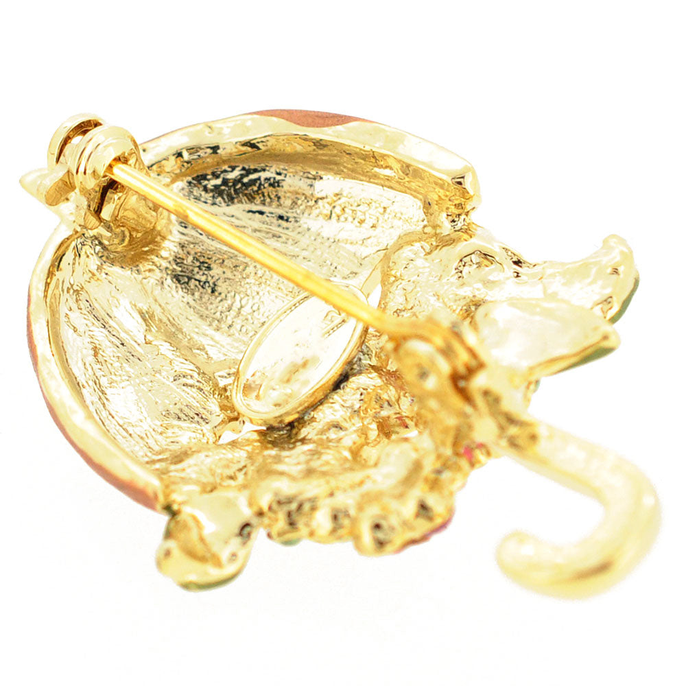 Multicolor Flower Umbrella Swarovski Crystal Pin Brooch