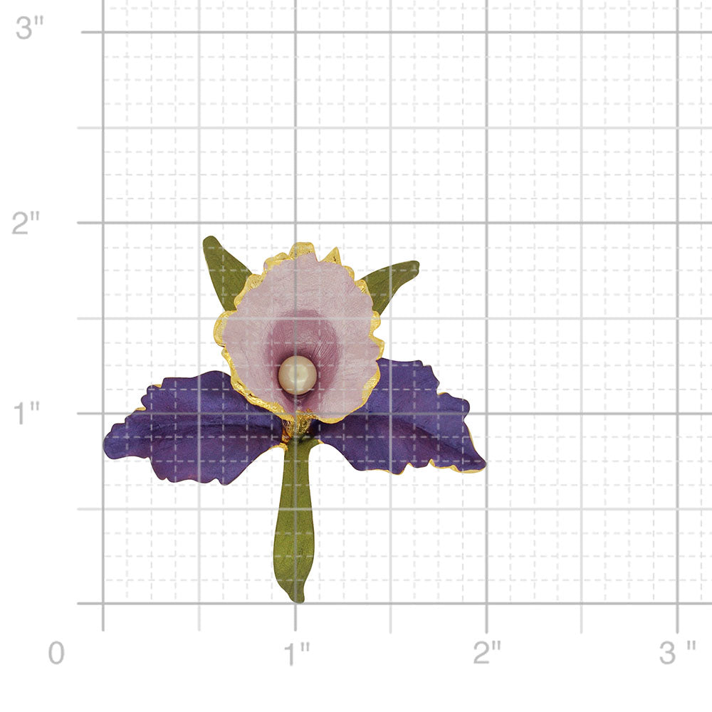Purple Orchid Flower Brooch Pin