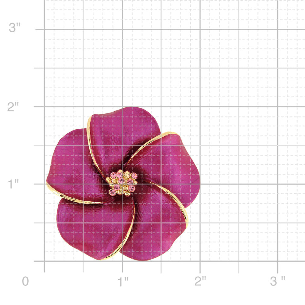 Dark Fuchsia Hawaiian Plumeria Swarovski Crystal Flower Brooch Pin And Pendant