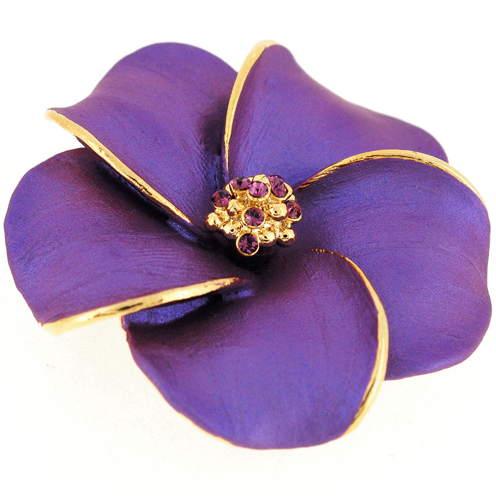 Dark Purple Hawaiian Plumeria Swarovski Crystal Flower Brooch Pin And Pendant