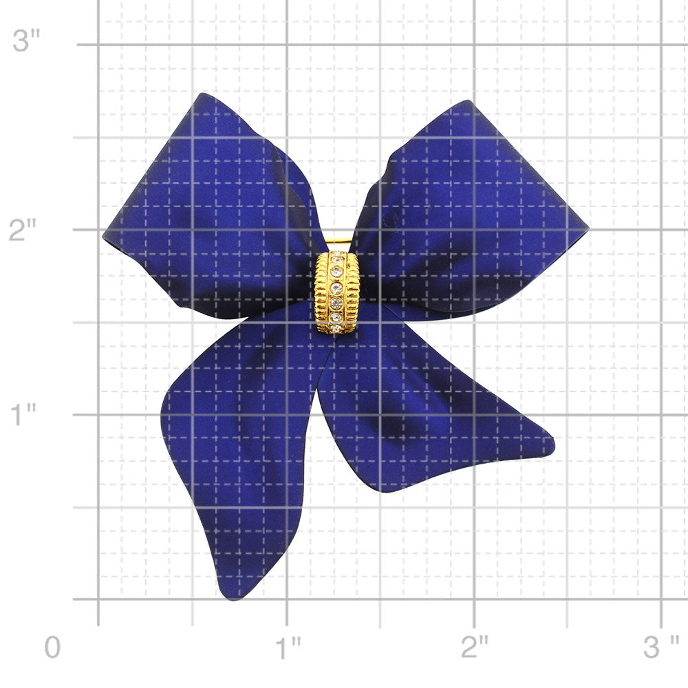 Navy Blue Bow Brooch Pin