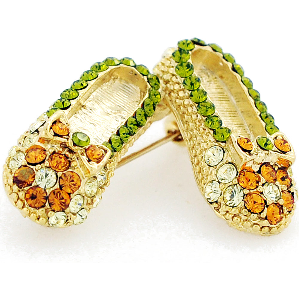 Multicolor Flat Crystal Shoes Brooch Pin