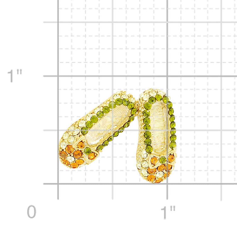 Multicolor Flat Crystal Shoes Brooch Pin