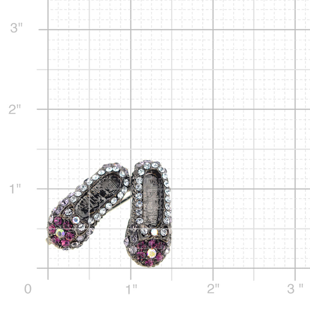 Purple Vintage Style Flat Crystal Shoes Brooch Pin