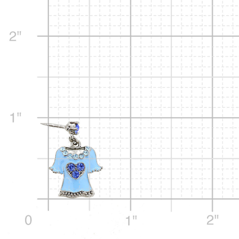Blue T-shirt Top Swarovski Crystal Tack Pin