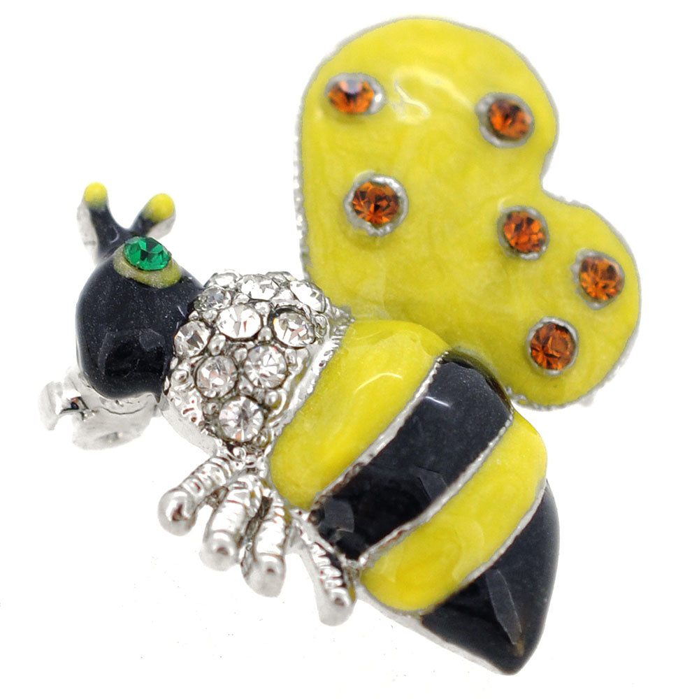 Black Yellow Bee Bug Swarovski Crystal Brooch Pin