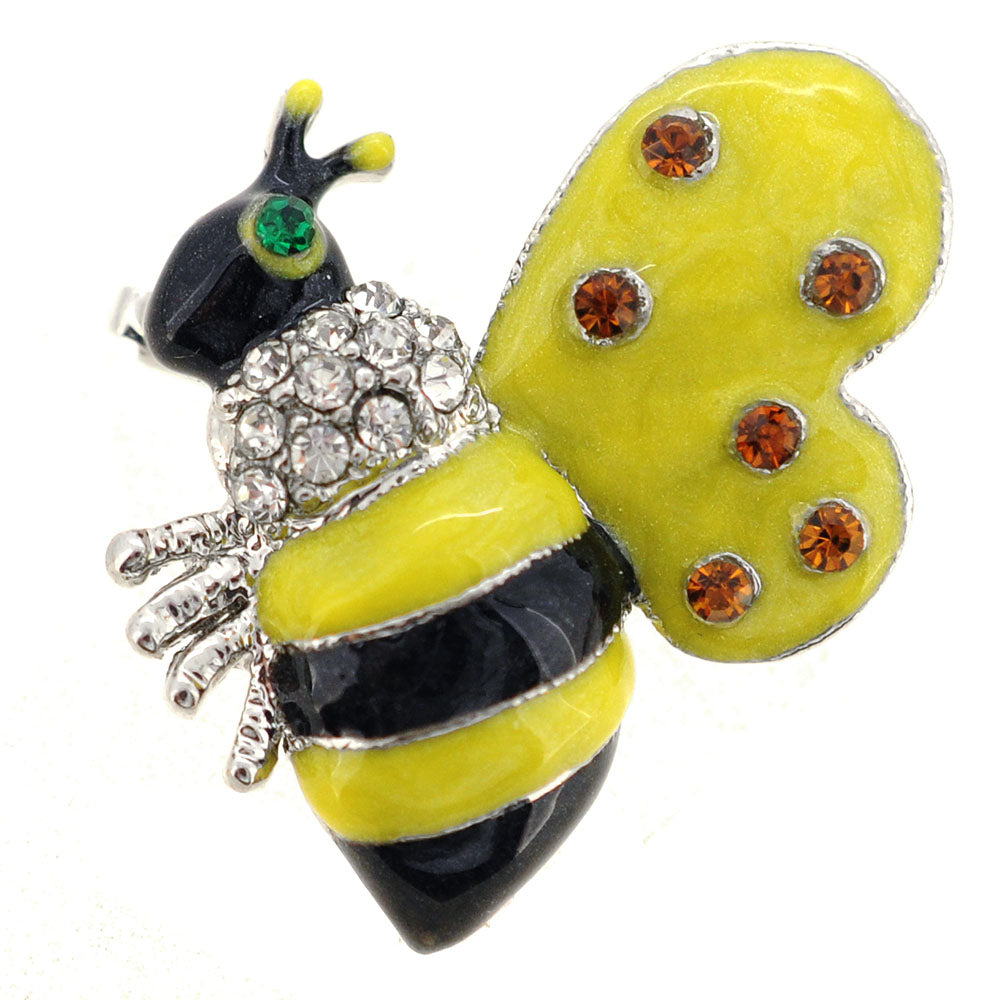 Black Yellow Bee Bug Swarovski Crystal Brooch Pin