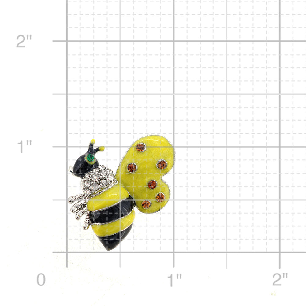 Black Yellow Bee Bug Swarovski Crystal Brooch Pin