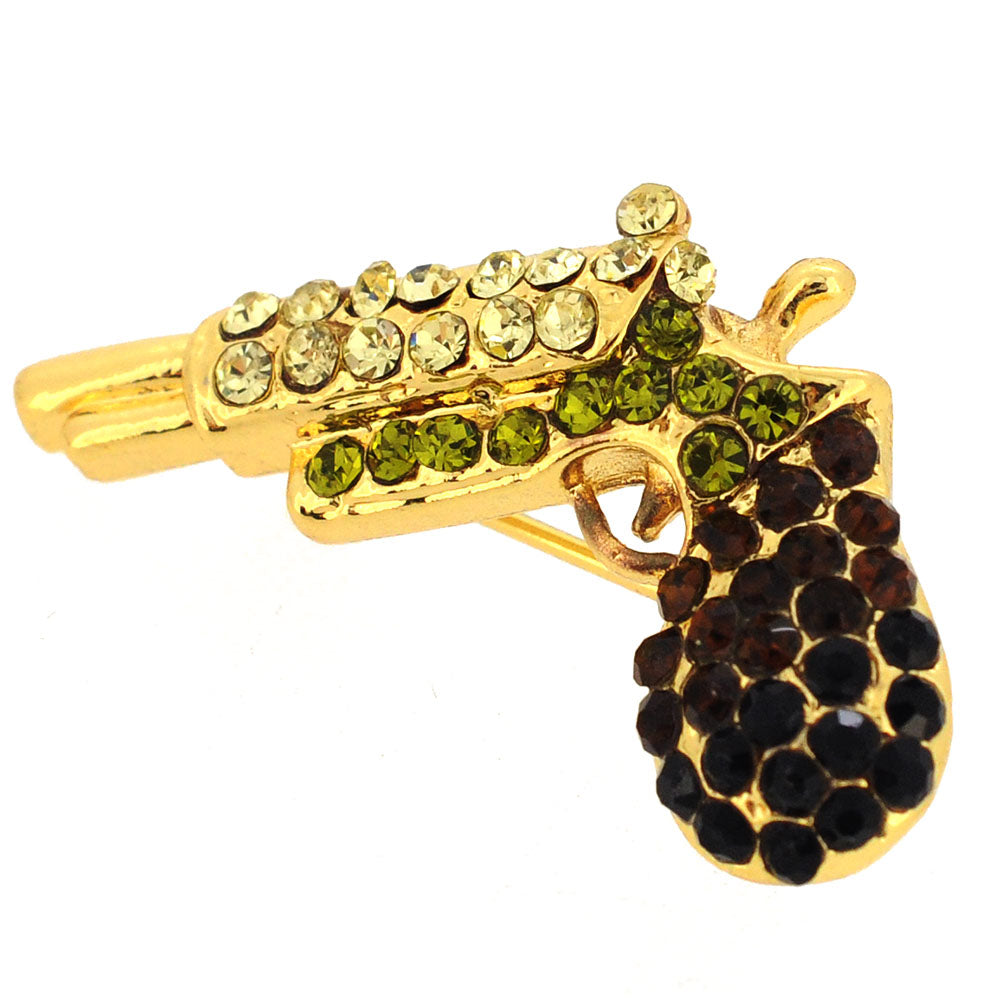 Multicolor Pistol Crystal Brooch Pin