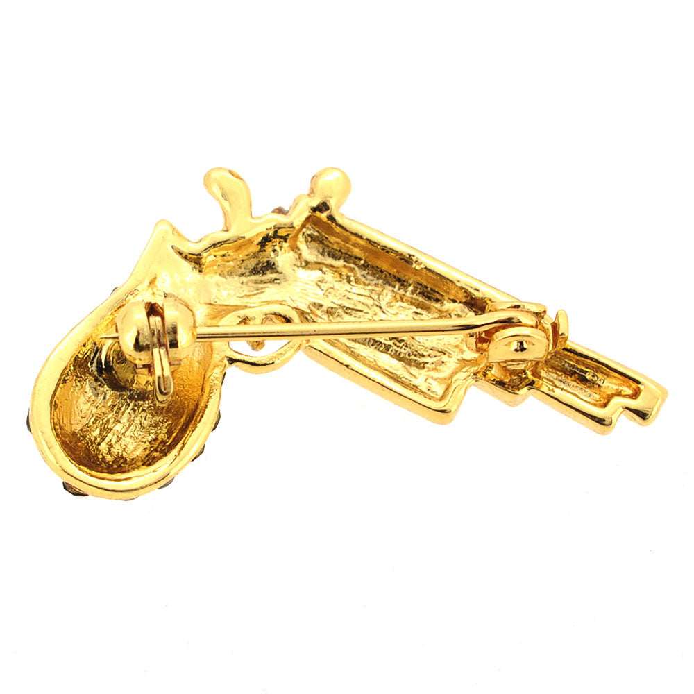 Multicolor Pistol Crystal Brooch Pin