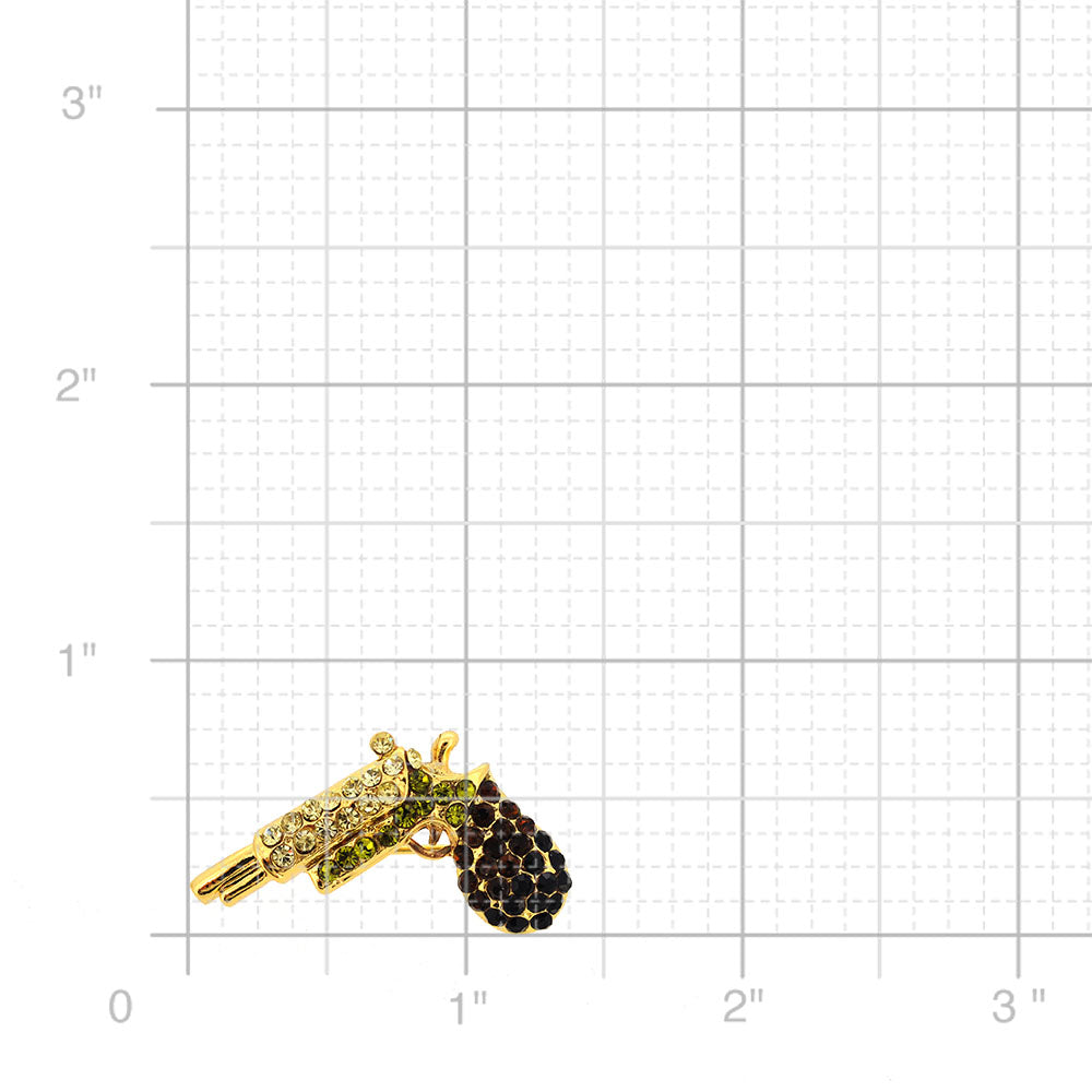 Multicolor Pistol Crystal Brooch Pin
