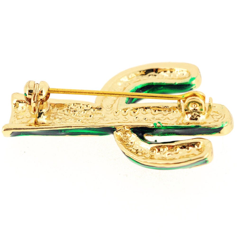 Emerald Green Cactus Crystal Brooch Pin