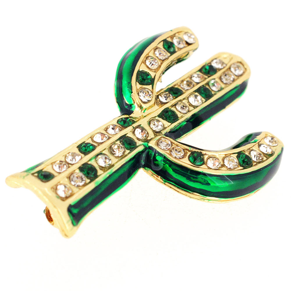 Emerald Green Cactus Crystal Brooch Pin