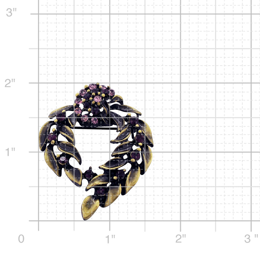 Amethyst Vintage Style Flower Wreath Brooch Pin