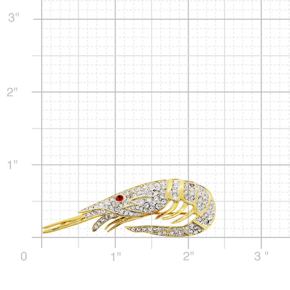 Chrome Shrimp Crystal Brooch Pin