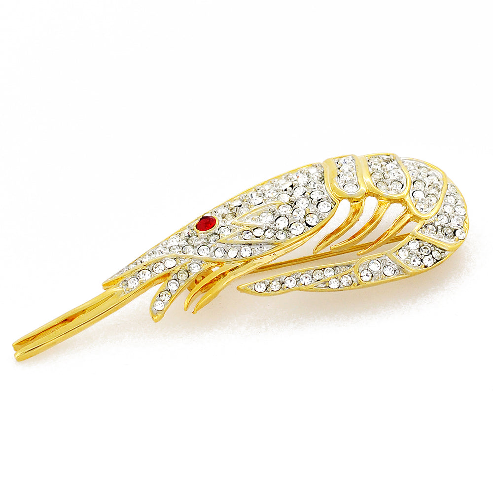 Chrome Shrimp Crystal Brooch Pin