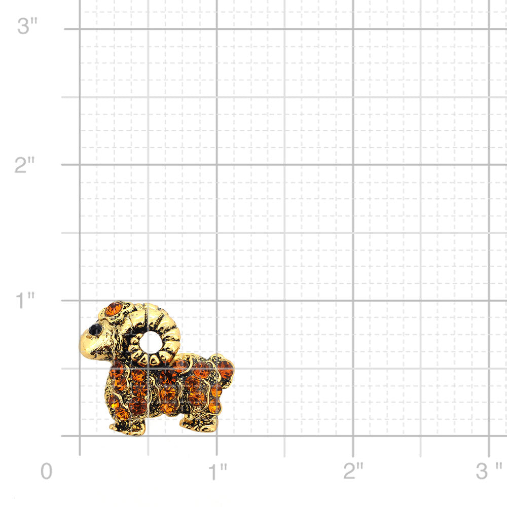 Golden Brown Sheep Crystal Brooch Pin/Pendant