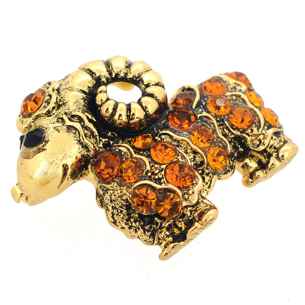 Golden Brown Sheep Crystal Brooch Pin/Pendant