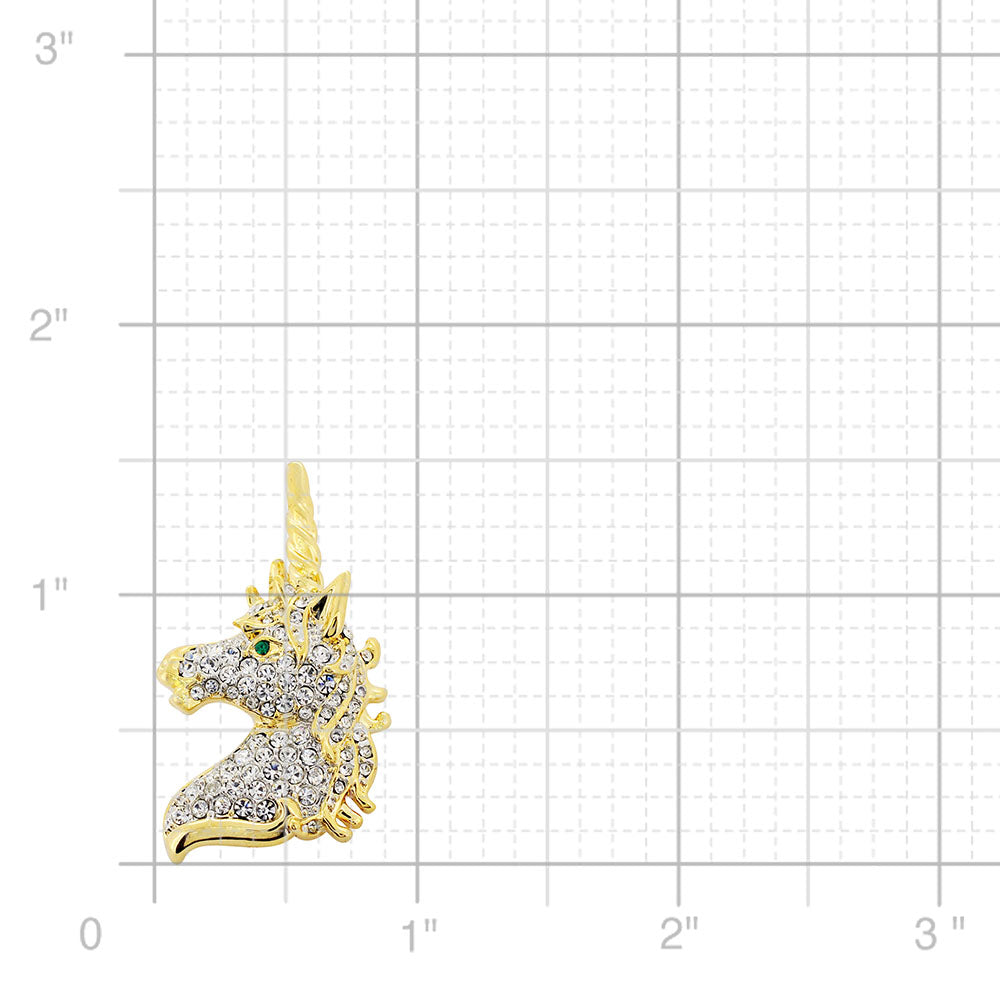 Golden Unicorn Crystal Brooch Pin