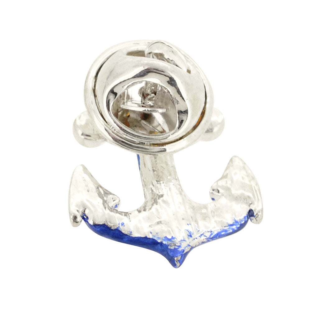 Blue Ship Anchor Crystal Lapel Pin