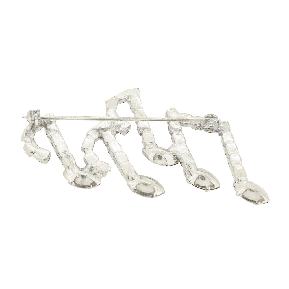 Music Notes Crystal Brooch Pin