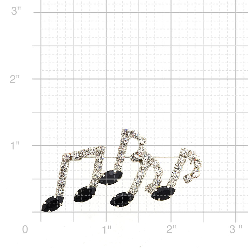 Music Notes Crystal Brooch Pin