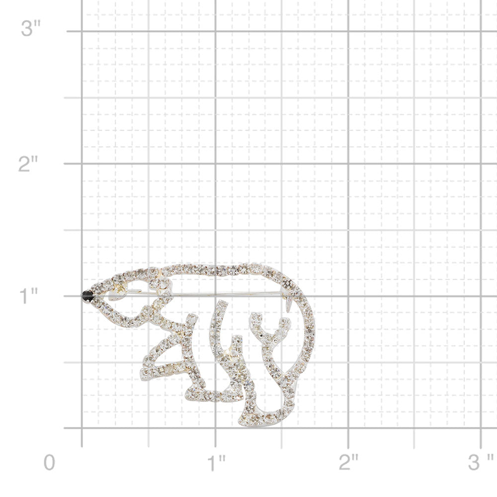 Crystal Polar Bear Brooch Pin