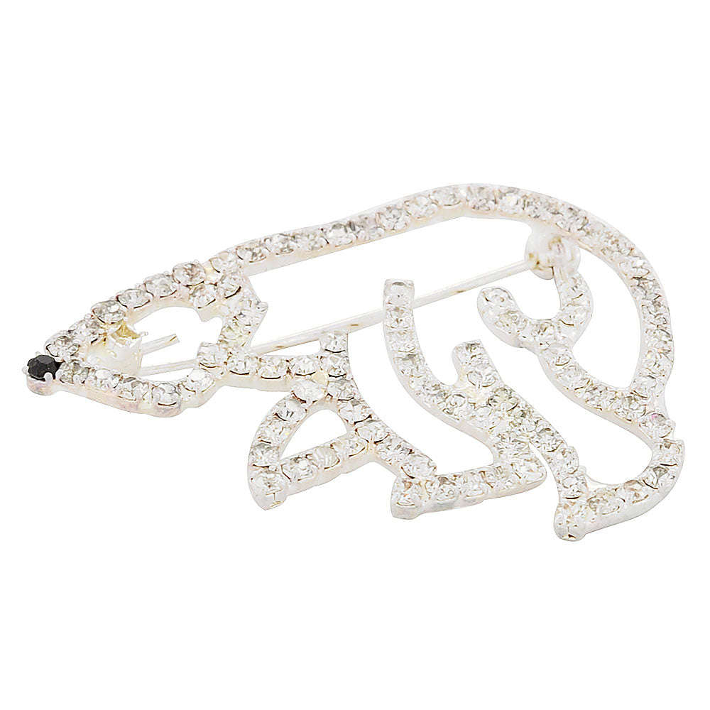 Crystal Polar Bear Brooch Pin