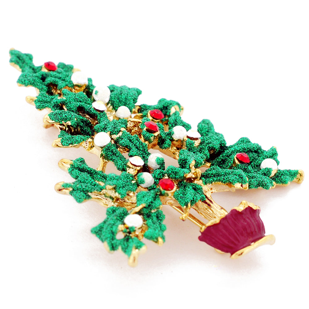 Green Christmas Tree Swarovski Crystal Pin Brooch