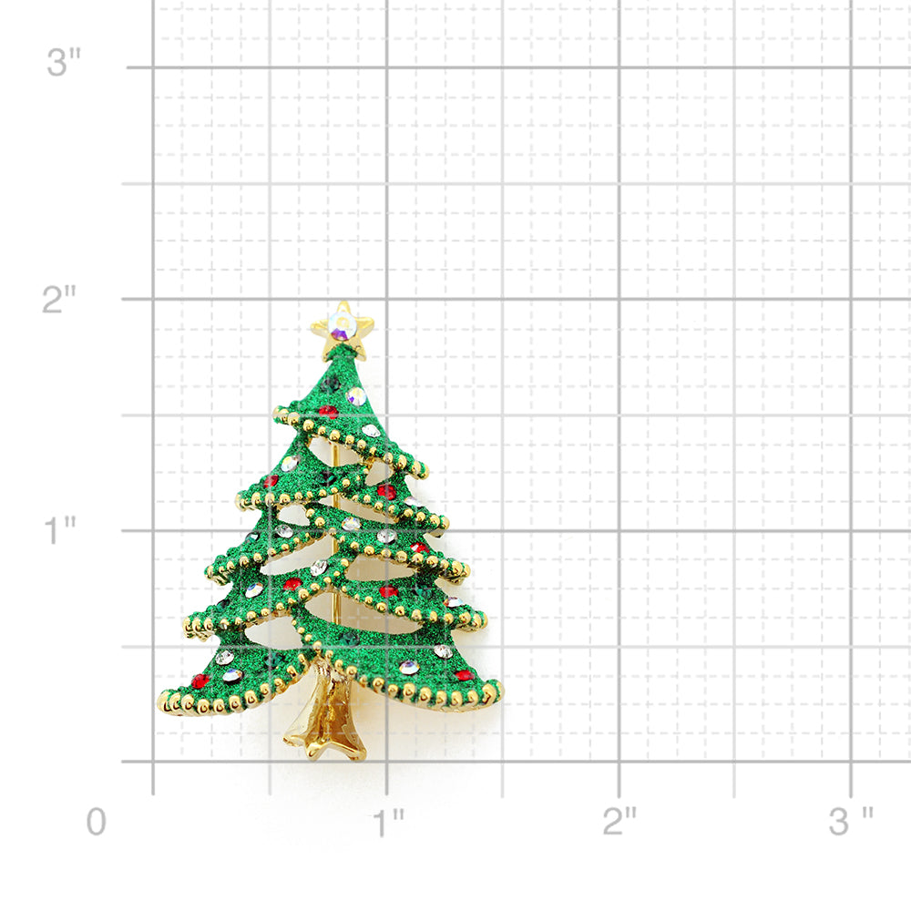 Green Christmas Tree Swarovski Crystal Pin Brooch