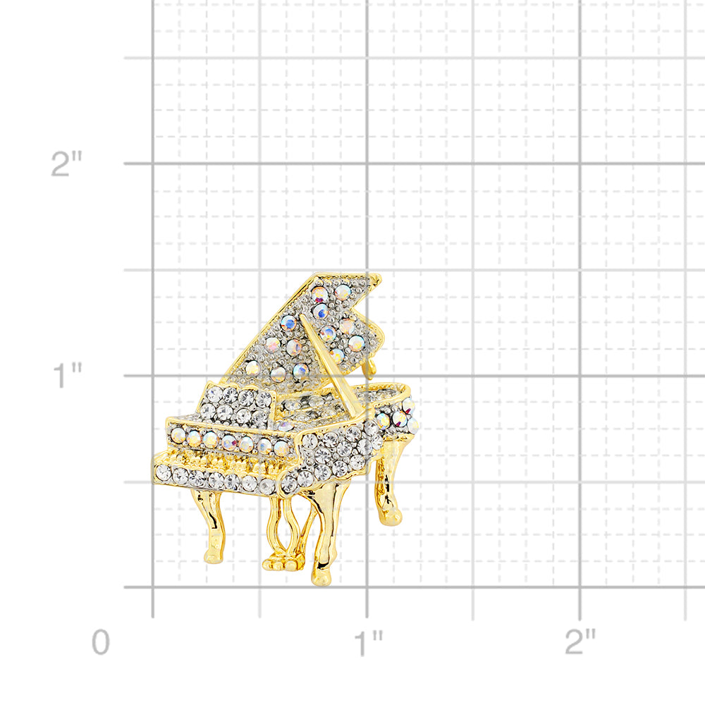 Golden Aurore Boreale Piano Music Crystal Pin Brooch