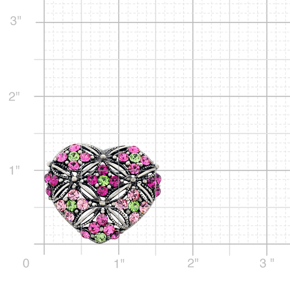 Multicolor Pink Crystal Heart Pin Brooch