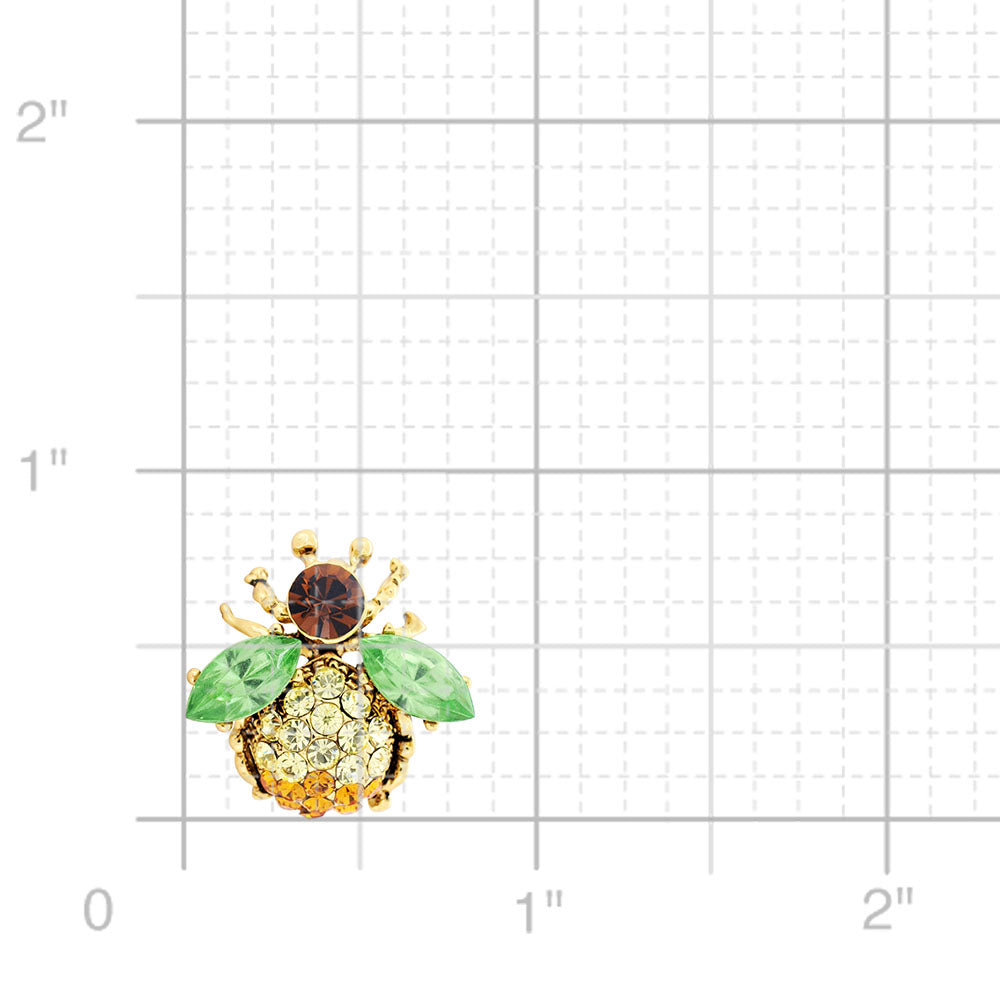 Multicolor Bee Swarovski Crystal Bug Pin Brooch