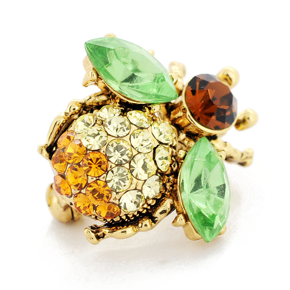 Multicolor Bee Swarovski Crystal Bug Pin Brooch