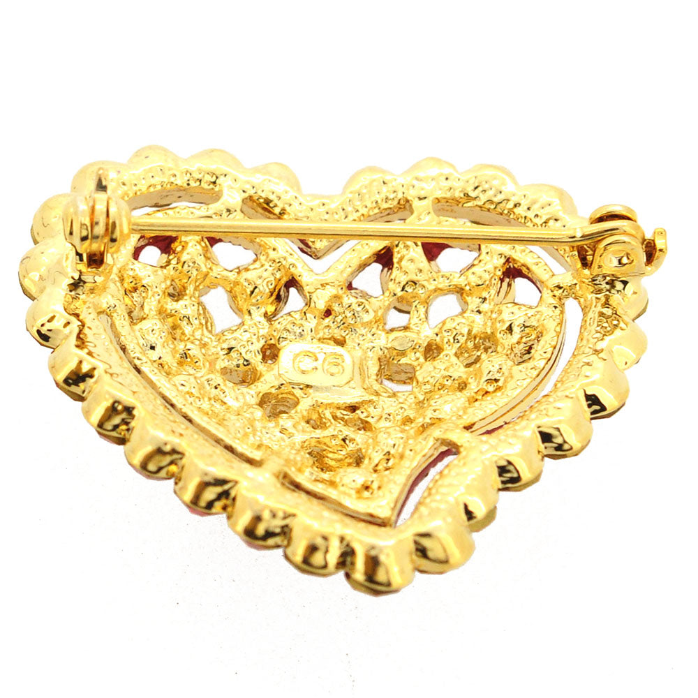 Hyacinth Red Heart Swarovski Crystal Pin Brooch