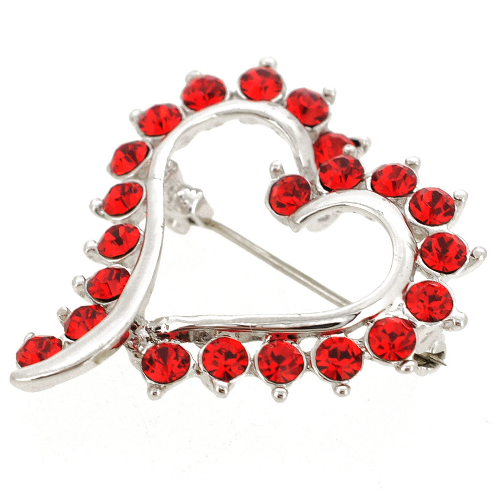 Red Heart Pin Swarovski Crystal Pin Brooch and Pendant