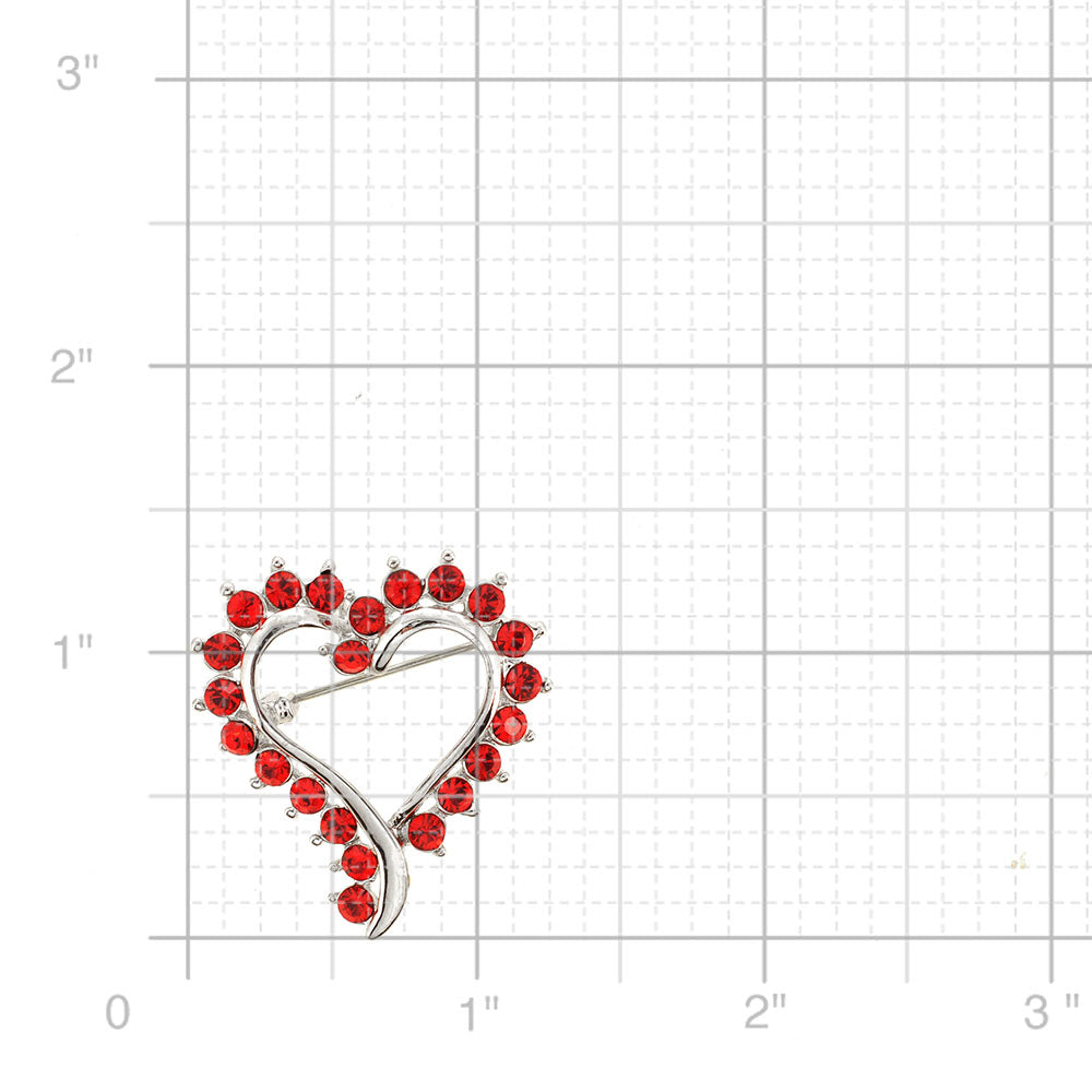 Red Heart Pin Swarovski Crystal Pin Brooch and Pendant