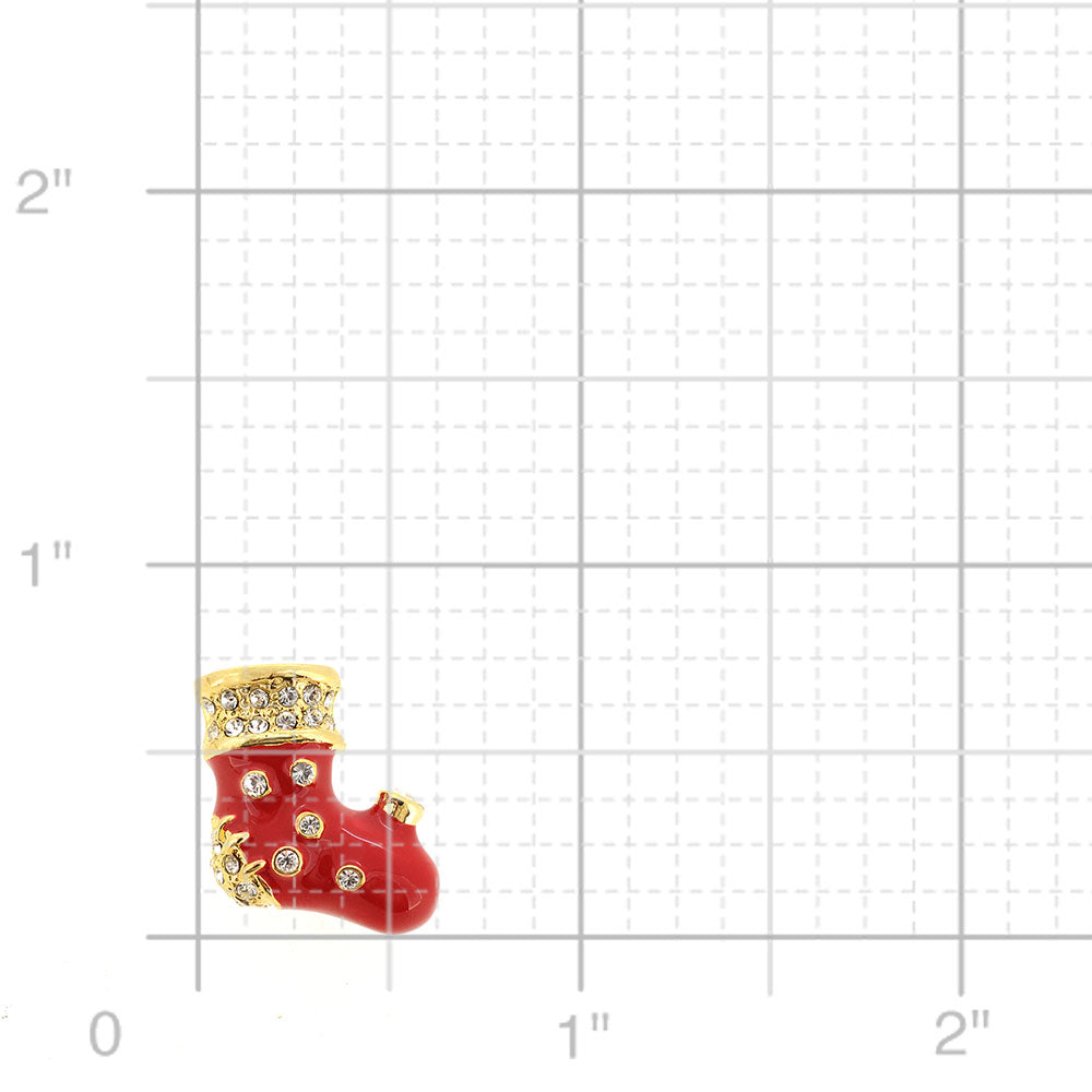 Red Christmas Stocking Swarovski Crystal Lapel Pin