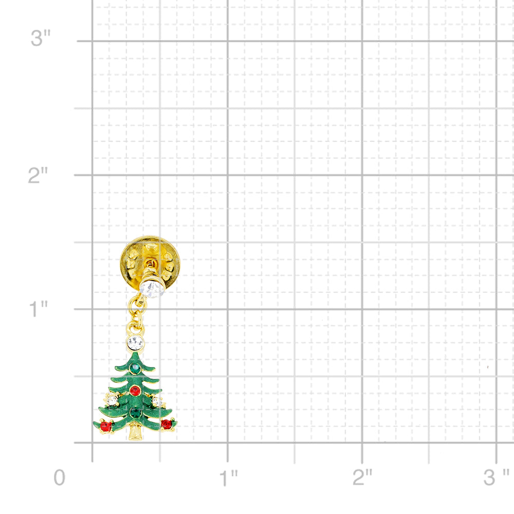 Green Christmas Tree Swarovski Crystal Lapel Pin
