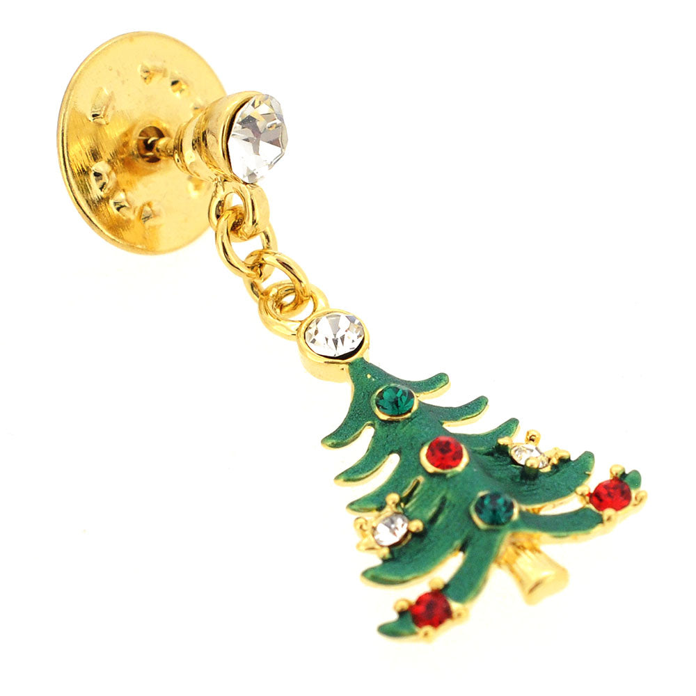 Green Christmas Tree Swarovski Crystal Lapel Pin
