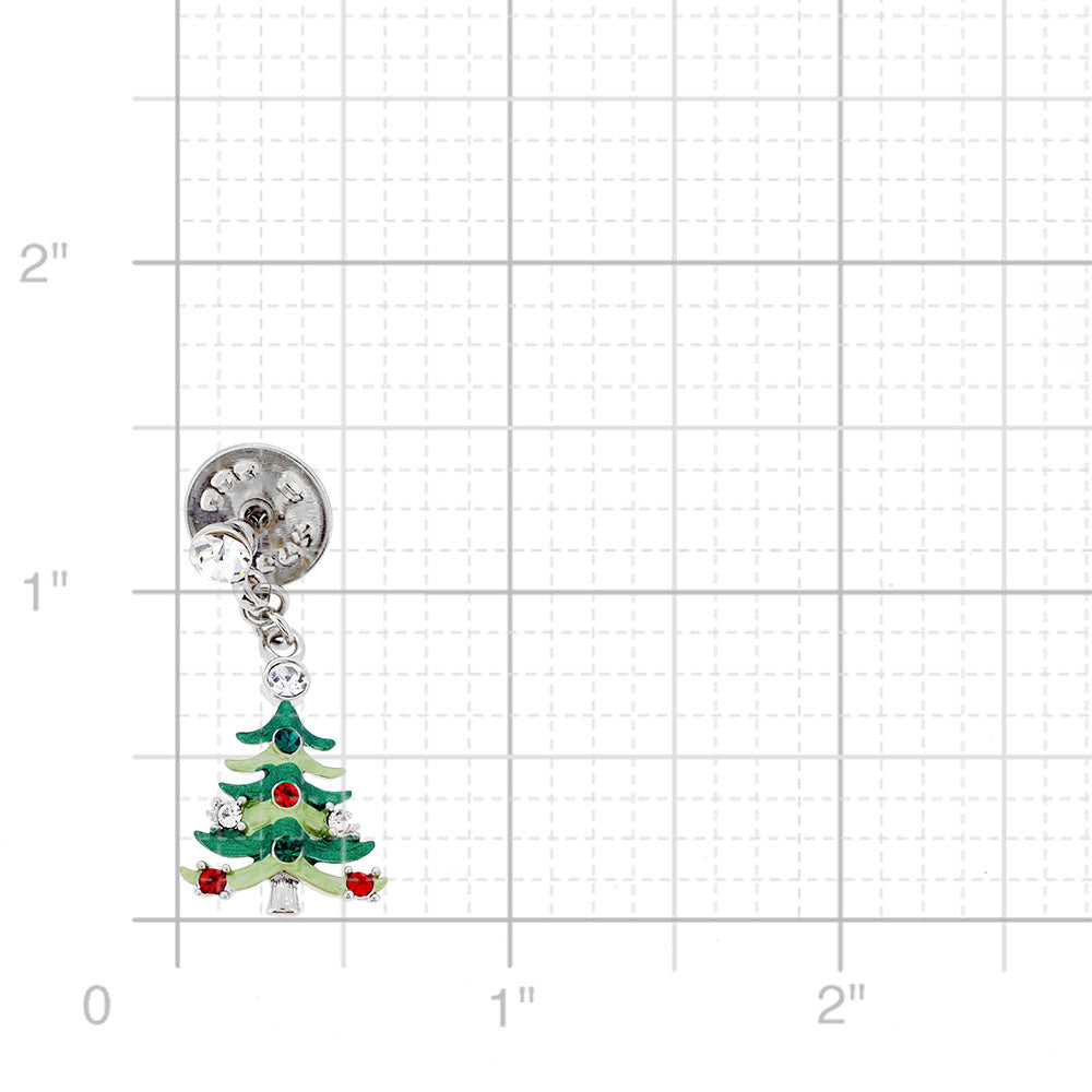 Green Christmas Tree Swarovski Crystal Lapel Pin